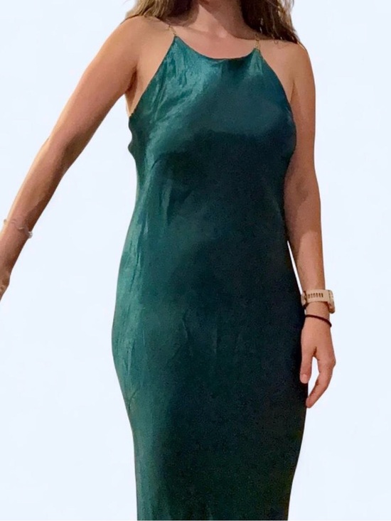 Dresses & Skirts - Algo Satin Slip Maxi Dress in Emerald